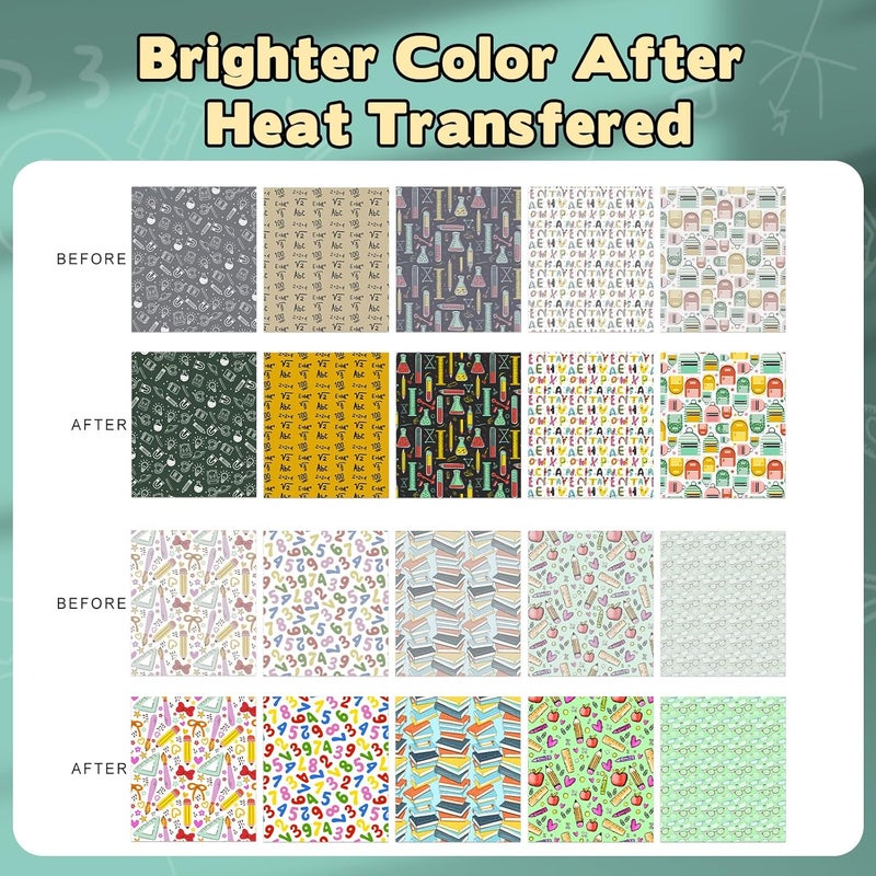 HTVSTD School Days Sublimation Ink Transfer Sheets 10 Sheets 12'' x 10'' Teacher Graphics Sublimation Paper Book,Bag,Alphabet Transfer Sheets for Mugs Tumblers DIY Transfer Paper - Image 2